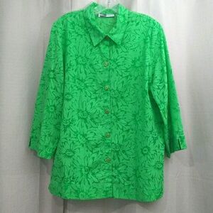 SAGHARBOR Green Floral Button-Up Shirt Large